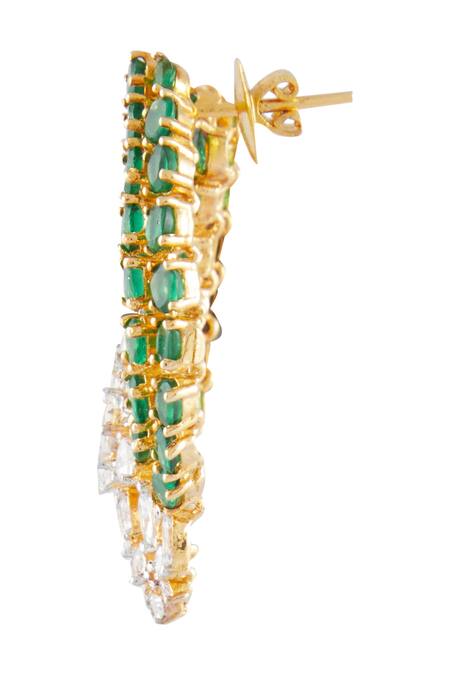 Ananta Jewels_Gold Plated Cubic Zirconia Crescent Studs _at_Aza_Fashions