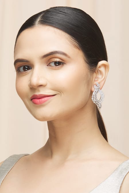 Buy_Ananta Jewels_Silver Plated Cubic Zirconia Interlooped Earrings _Online_at_Aza_Fashions