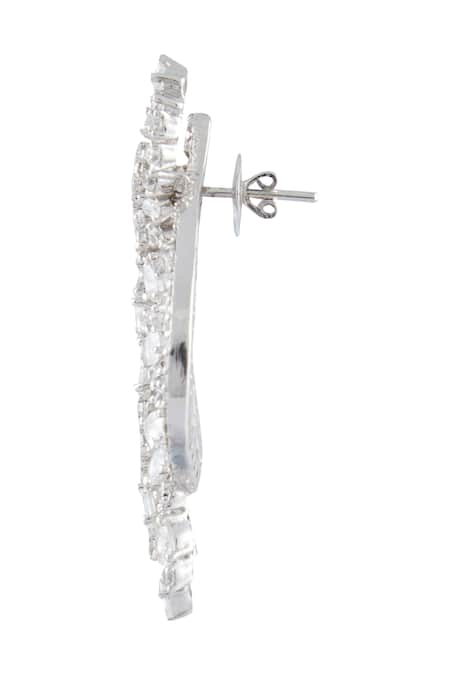 Ananta Jewels_Silver Plated Cubic Zirconia Interlooped Earrings _at_Aza_Fashions