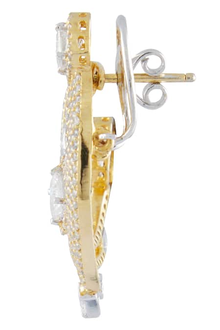 Ananta Jewels_Gold Plated Cubic Zirconia Sun Ray Pattern Earrings _at_Aza_Fashions