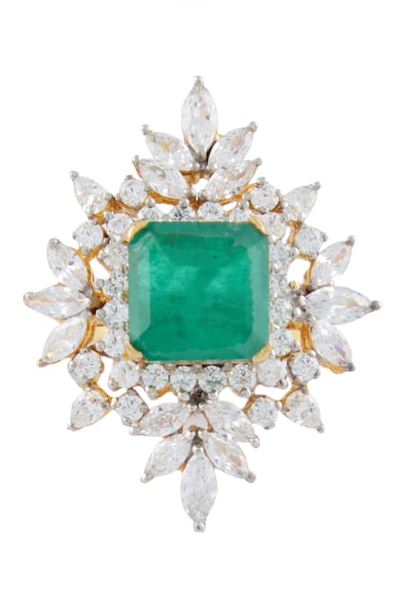 Ananta Jewels_Silver Plated Cubic Zirconia Cutwork Ring _at_Aza_Fashions