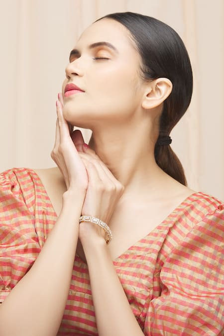 Buy_Ananta Jewels_Gold Plated Cubic Zirconia Geometric Motif Bracelet _Online_at_Aza_Fashions