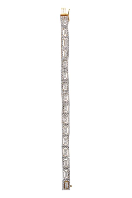 Ananta Jewels_Gold Plated Cubic Zirconia Geometric Motif Bracelet _at_Aza_Fashions