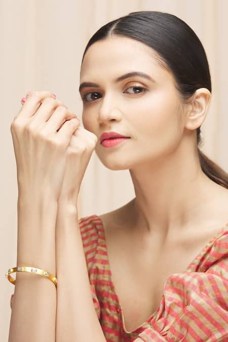 Buy Ananta Jewels Gold Plated Cubic Zirconia Geometric Motif Bangle Online at Aza Fashions Buy_Ananta Jewels_Gold Plated Cubic Zirconia Geometric Motif Bangle _Online_at_Aza_Fashions