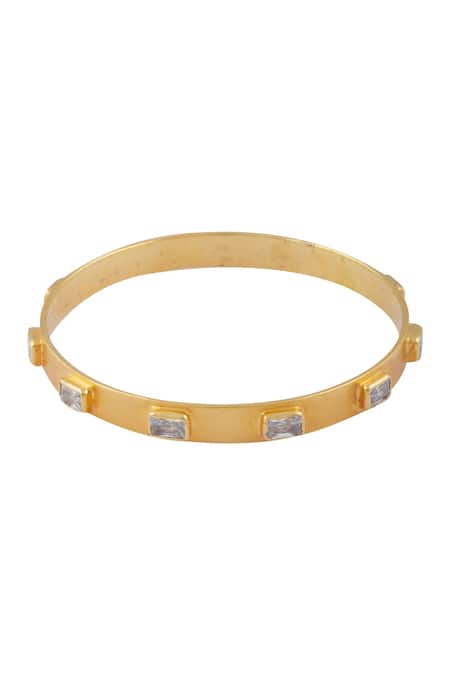 Ananta Jewels Gold Plated Cubic Zirconia Geometric Motif Bangle at Aza Fashions Ananta Jewels_Gold Plated Cubic Zirconia Geometric Motif Bangle _at_Aza_Fashions