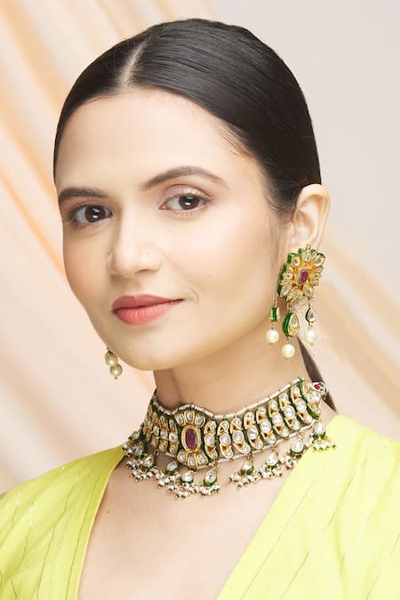 Vivinia By Vidhi Mehra Polki Kundan Choker Set 