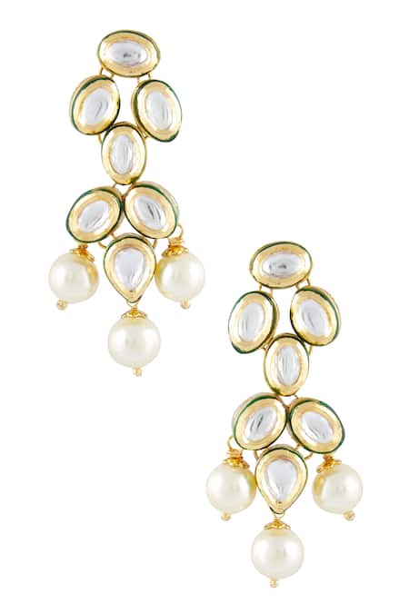 Shop_Vivinia By Vidhi Mehra_Gold Plated Pearls, Diamonds Polki Kundan Choker Set _Online_at_Aza_Fashions