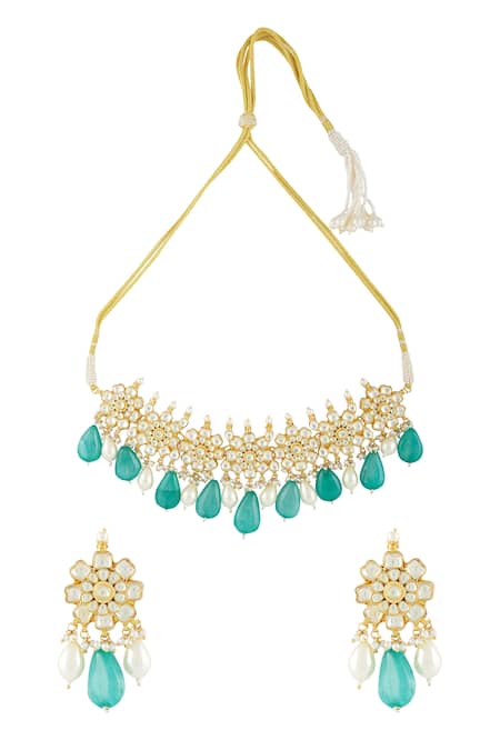 Vivinia By Vidhi Mehra Kundan Bead Drop Choker Set 
