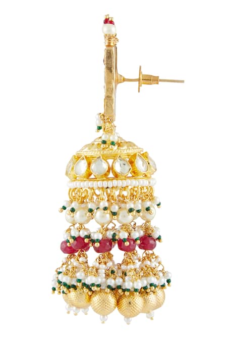 Vivinia By Vidhi Mehra_Gold Plated Pearls, Stones, Gota Patti Kundan Choker Set _at_Aza_Fashions