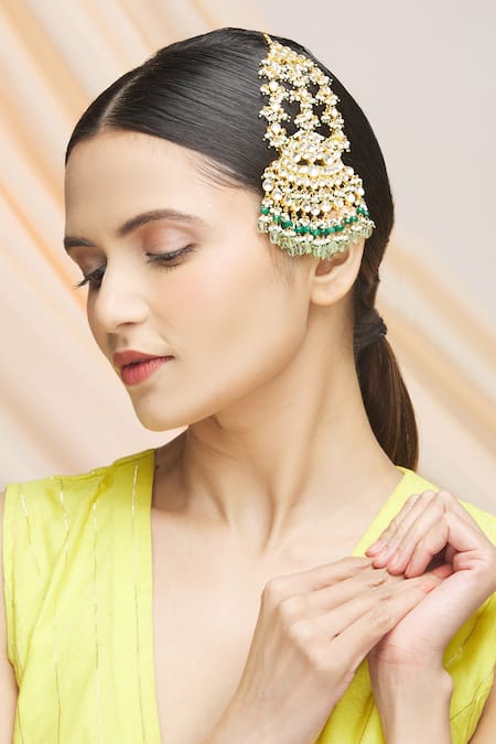 Buy_Vivinia By Vidhi Mehra_Gold Plated Kundan Bead Drop Passa _Online_at_Aza_Fashions