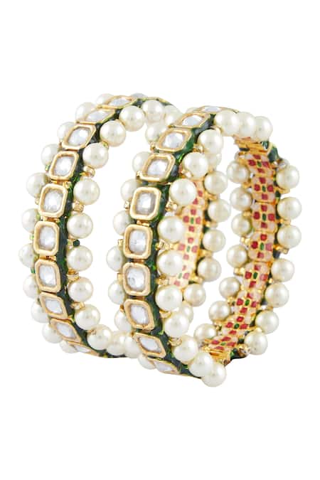 Buy Vivinia By Vidhi Mehra Gold Plated Pearls, Diamonds Polki Kundan Kadas Single Pc Online at Aza Fashions Buy_Vivinia By Vidhi Mehra_Gold Plated Pearls, Diamonds Polki Kundan Kadas Single Pc _Online_at_Aza_Fashions