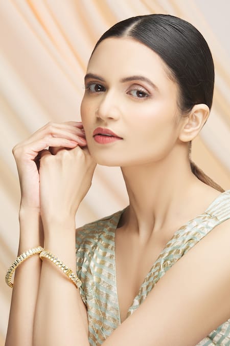Vivinia By Vidhi Mehra Gold Plated Pearls Studded Bangles Single Pc Online at Aza Fashions Vivinia By Vidhi Mehra_Gold Plated Pearls Studded Bangles Single Pc _Online_at_Aza_Fashions