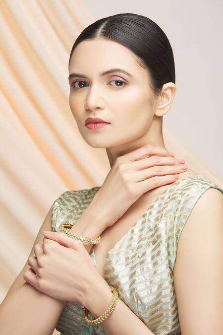 Shop Vivinia By Vidhi Mehra Gold Plated Pearls Studded Bangles Single Pc Online at Aza Fashions Shop_Vivinia By Vidhi Mehra_Gold Plated Pearls Studded Bangles Single Pc _Online_at_Aza_Fashions