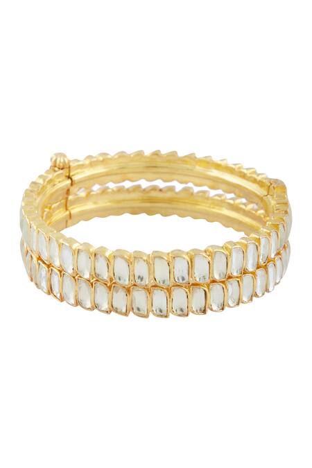 Vivinia By Vidhi Mehra Gold Plated Pearls Studded Bangles Single Pc at Aza Fashions Vivinia By Vidhi Mehra_Gold Plated Pearls Studded Bangles Single Pc _at_Aza_Fashions