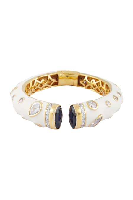 Vivinia By Vidhi Mehra Gold Plated Stones Studded Enamel Kada Single Pc at Aza Fashions Vivinia By Vidhi Mehra_Gold Plated Stones Studded Enamel Kada Single Pc _at_Aza_Fashions