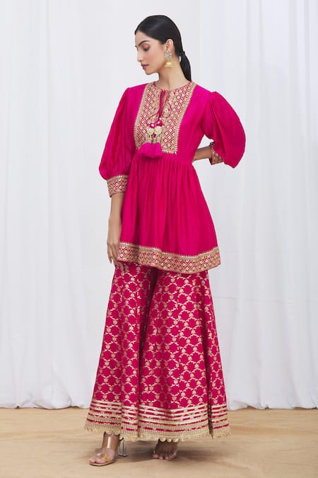 Gopi Vaid Peplum & Brocade Gharara Set 
