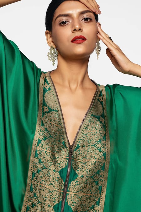 Payal Khandwala_Green Silk Kaftan_at_Aza_Fashions