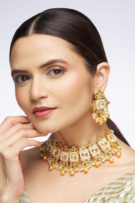 Samyukta Singhania Geometric Motif Necklace Set 