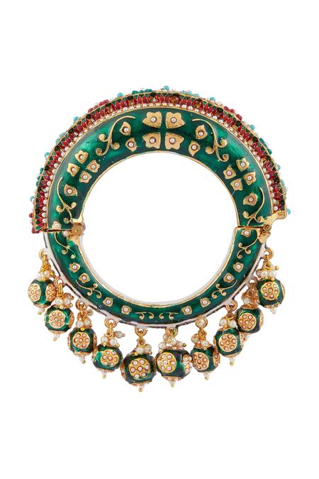 Moh-Maya By Disha Khatri_Gold Plated Stones Meenakari Studded Kadas - Set Of 2 _at_Aza_Fashions