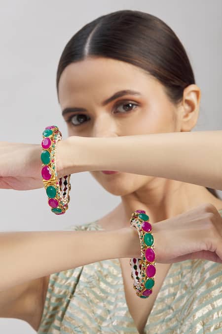 Moh-Maya By Disha Khatri Stone Studded Kadas - Set of 2 