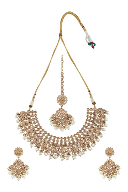 Moh-Maya by Disha Khatri Pearl Tassel Choker Set 