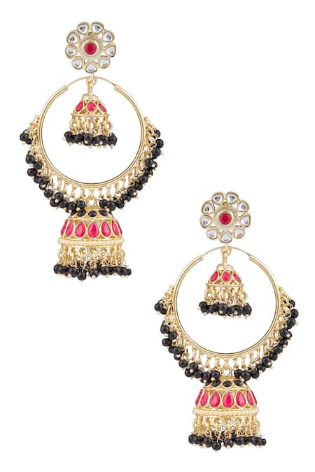 Moh-Maya by Disha Khatri Gold Kundan Studded Floral Jhumkas 