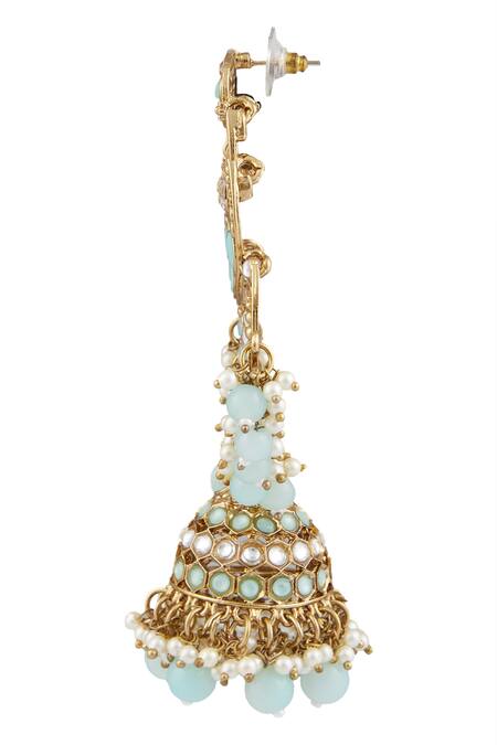 Moh-Maya By Disha Khatri_Blue Stones And Kundan Studded Chandeliers _at_Aza_Fashions