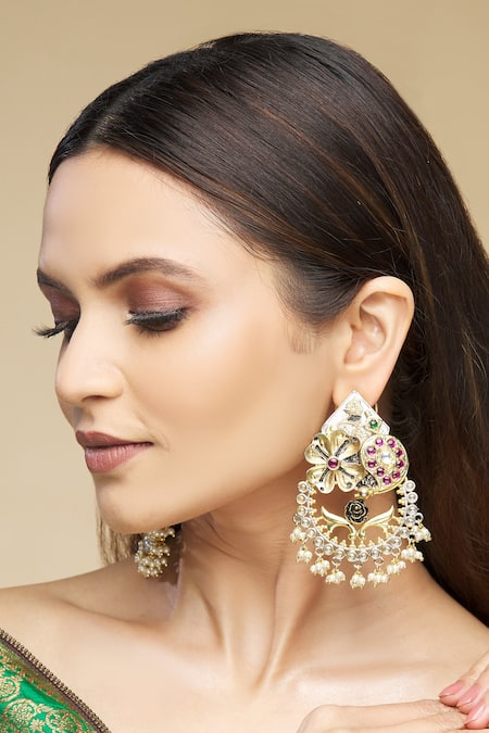 Our Purple Studio Stone Embellished Chandbalis 