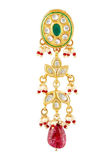 Buy Just Shradhas Gold Plated Beads, Diamonds Studded Kundan Danglers Online at Aza Fashions Buy_Just Shradhas_Gold Plated Beads, Diamonds Studded Kundan Danglers _Online_at_Aza_Fashions