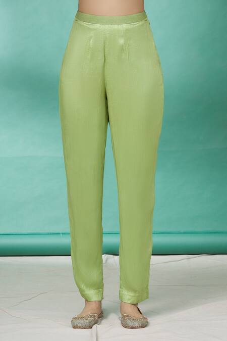 Riraan Couture_Green Georgette Ruffle Kurta And Pant Set_at_Aza_Fashions