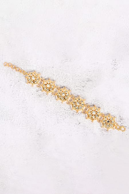 Buy_Just Shradhas_Gold Plated Floral Kundan Choker _Online_at_Aza_Fashions