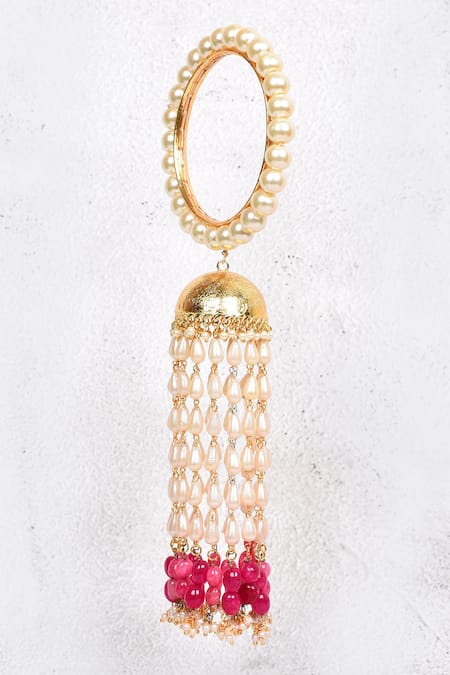 Buy_Just Shradhas_Gold Plated Pearls, Beads, Gota Patti Kalira Bangles Set _Online_at_Aza_Fashions
