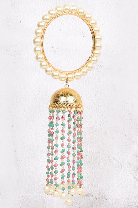Buy_Just Shradhas_Gold Plated Pearls, Beads Kalira Bangles Set _Online_at_Aza_Fashions