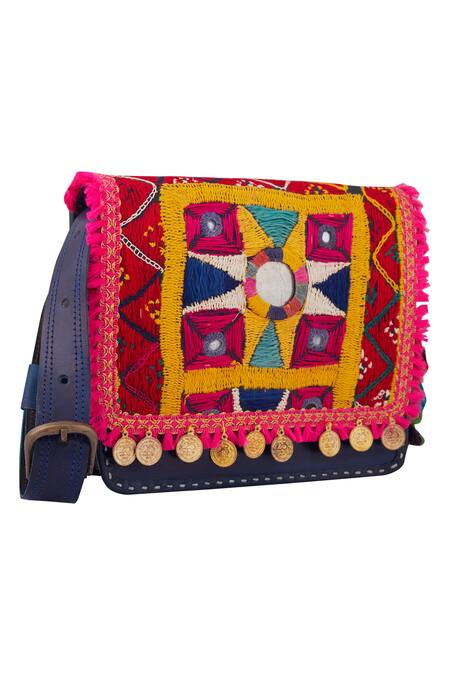Arnimaa_Multi Color Embroidered Kutchi Bag_Online_at_Aza_Fashions