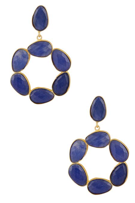 Arnimaa Blue Stone Embellished Dangler Earrings