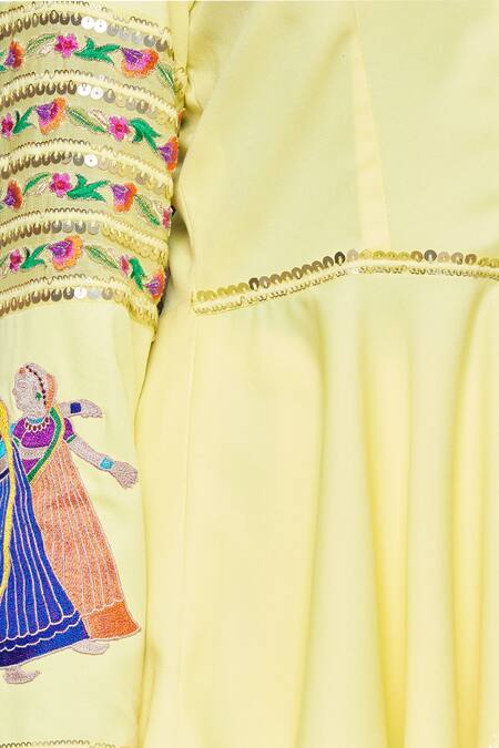 Shop_Neeta Lulla_Yellow Chiffon Asymmetrical Tunic And Sharara Set_Online_at_Aza_Fashions