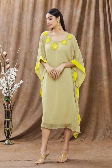 Buy Arpan Vohra Beige Georgette Beads And Sequin Round Asymmetric Kaftan Dress Online at Aza Fashions Buy_Arpan Vohra_Beige Georgette Beads And Sequin Round Asymmetric Kaftan Dress _Online_at_Aza_Fashions