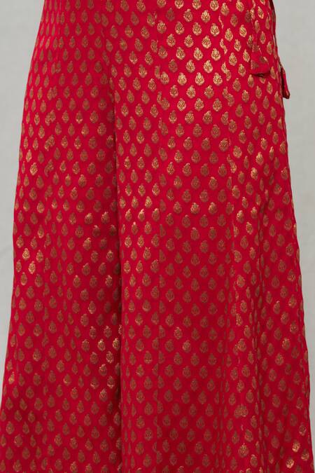 Shop_Vishwa By Pinki Sinha_Red Georgette Floral Handwoven Sharara_Online_at_Aza_Fashions