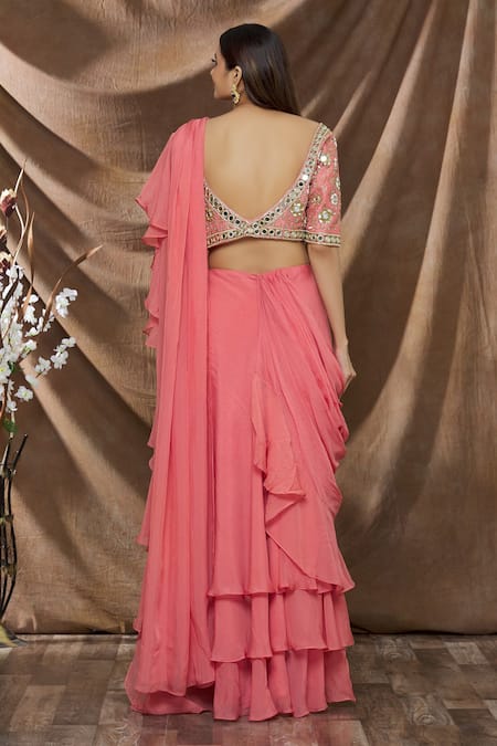 Neha Khullar Ruffle Saree With Embroidered Blouse 