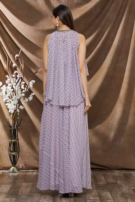 Shop Neha Khullar Pink Chiffon Embroidery Floral Printed Lehenga Set at Aza Fashions Shop_Neha Khullar_Pink Chiffon Embroidery Floral Printed Lehenga Set_at_Aza_Fashions