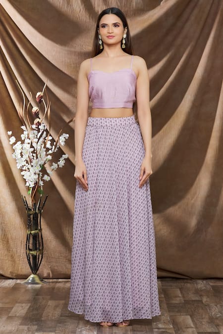 Buy Neha Khullar Pink Chiffon Embroidery Floral Printed Lehenga Set Online at Aza Fashions Buy_Neha Khullar_Pink Chiffon Embroidery Floral Printed Lehenga Set_Online_at_Aza_Fashions