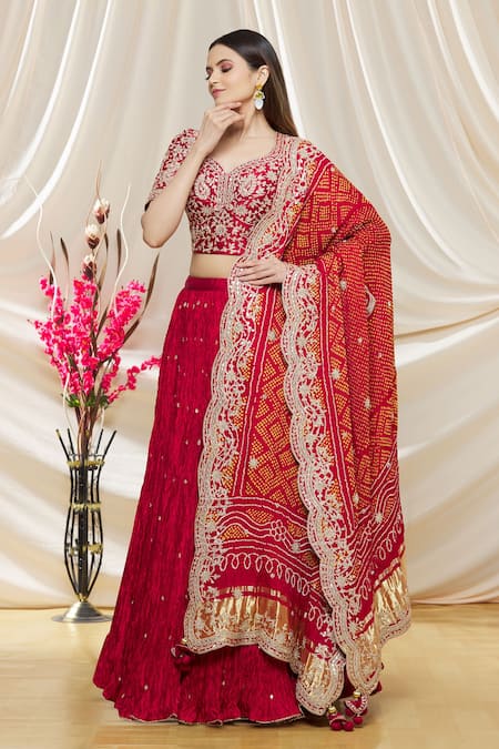 Surbhi Shah Crushed Embroidered Lehenga Set 