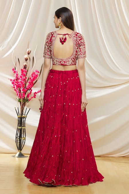 Surbhi Shah Crushed Embroidered Lehenga Set 