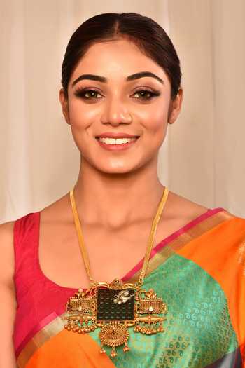 The Bling Girll_Gold Plated Stone Carved Pendant Necklace_Online_at_Aza_Fashions