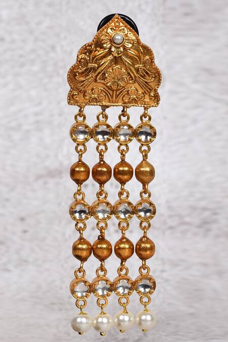 Shop_The Bling Girll_Gold Plated Pearl Danglers _Online_at_Aza_Fashions