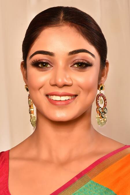 The Bling Girll_Gold Plated Stone Drop Chandbalis_Online_at_Aza_Fashions