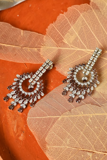 Buy_Our Purple Studio_White Semi-precious Stone Embellished Dangler Earrings _Online_at_Aza_Fashions