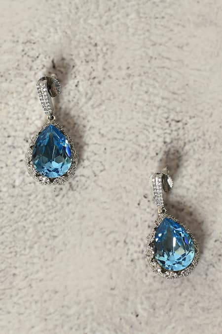 Our Purple Studio Blue Swarovski Stone And American Diamonds Embellished Earrings