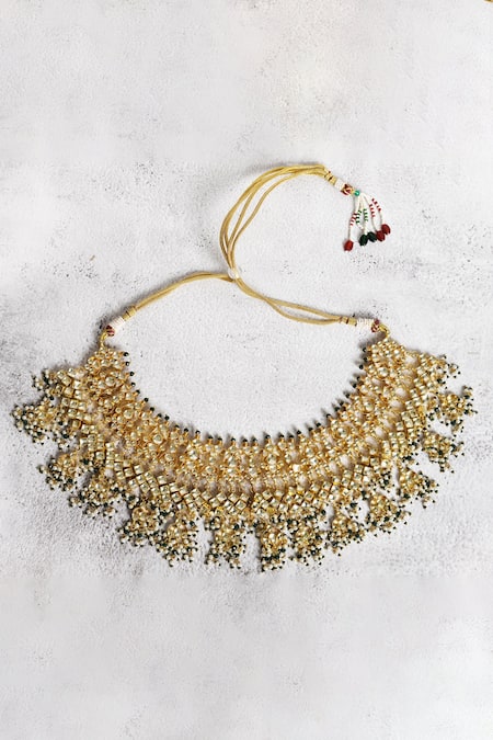 Auraa Trends Gold Plated Diamonds, Cut Work Kundan Studded Necklace Set Online at Aza Fashions Auraa Trends_Gold Plated Diamonds, Cut Work Kundan Studded Necklace Set _Online_at_Aza_Fashions