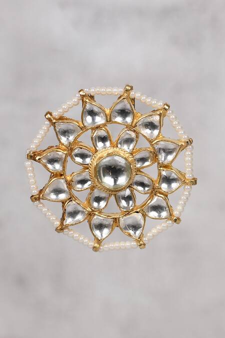 Shop Auraa Trends Gold Plated Imitation Diamonds Layered Kundan Choker And Earring Set Online at Aza Fashions Shop_Auraa Trends_Gold Plated Imitation Diamonds Layered Kundan Choker And Earring Set _Online_at_Aza_Fashions